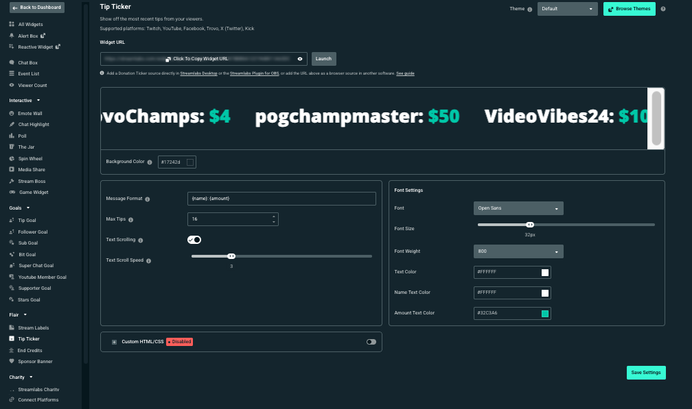 streamlabs tip ticker web dashboard